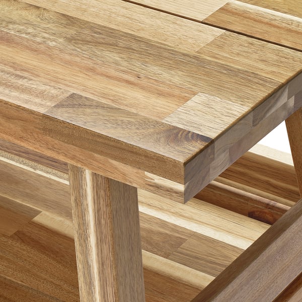 SKOGSTA Bench with storage, acacia, 120 cm