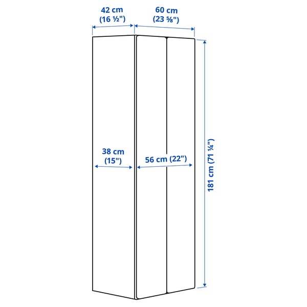 Illustration with measurements for the product: SMÅSTAD.