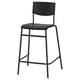 A modern black STIG bar stool with a metal frame and plastic seat and back. It has a square shape and simple design.