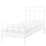STJÄRNÖ white metal bed with curved headboard, classic design.