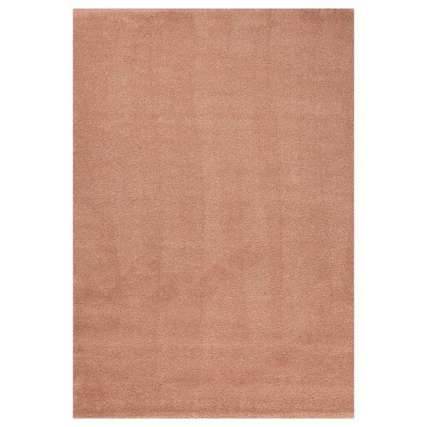 STOENSE rug, light brown, rectangular, plain texture, polypropylene front, synthetic rubber back.