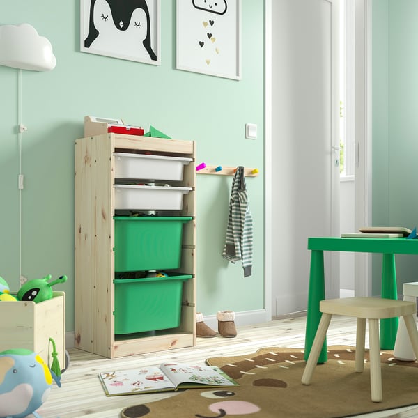Kids room with TROFAST storage, toys, books.