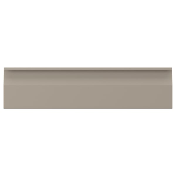 UPPLÖV kitchen cabinet in matte beige with sleek, integrated handles and chamfered edges, 25-year warranty.