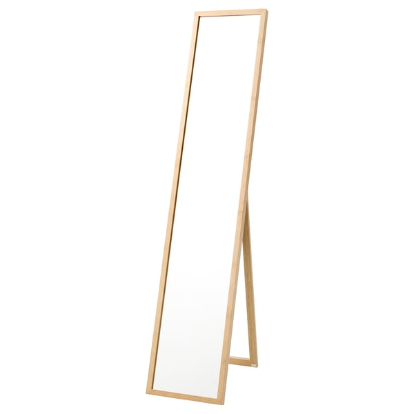 Standing mirror: VÄRSNÄS, light wood, rectangular, classic design.