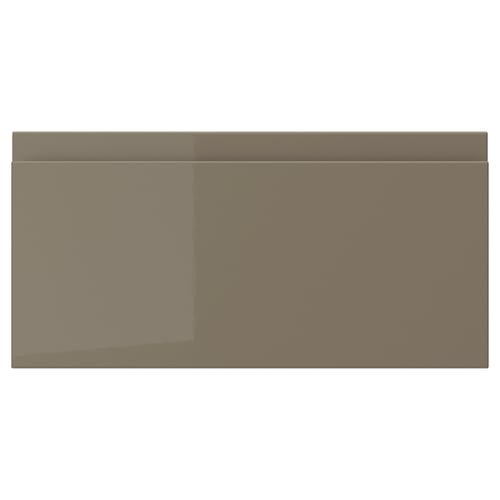 VOXTORP drawer front, dark grey-brown, glossy, sleek, rectangular, easy-clean, modern design.