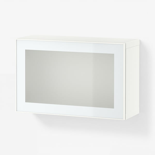 BESTÅ Sestav visečih omaric, bela Glassvik/bela/svetlo zelena matirano steklo, 60x22x38 cm