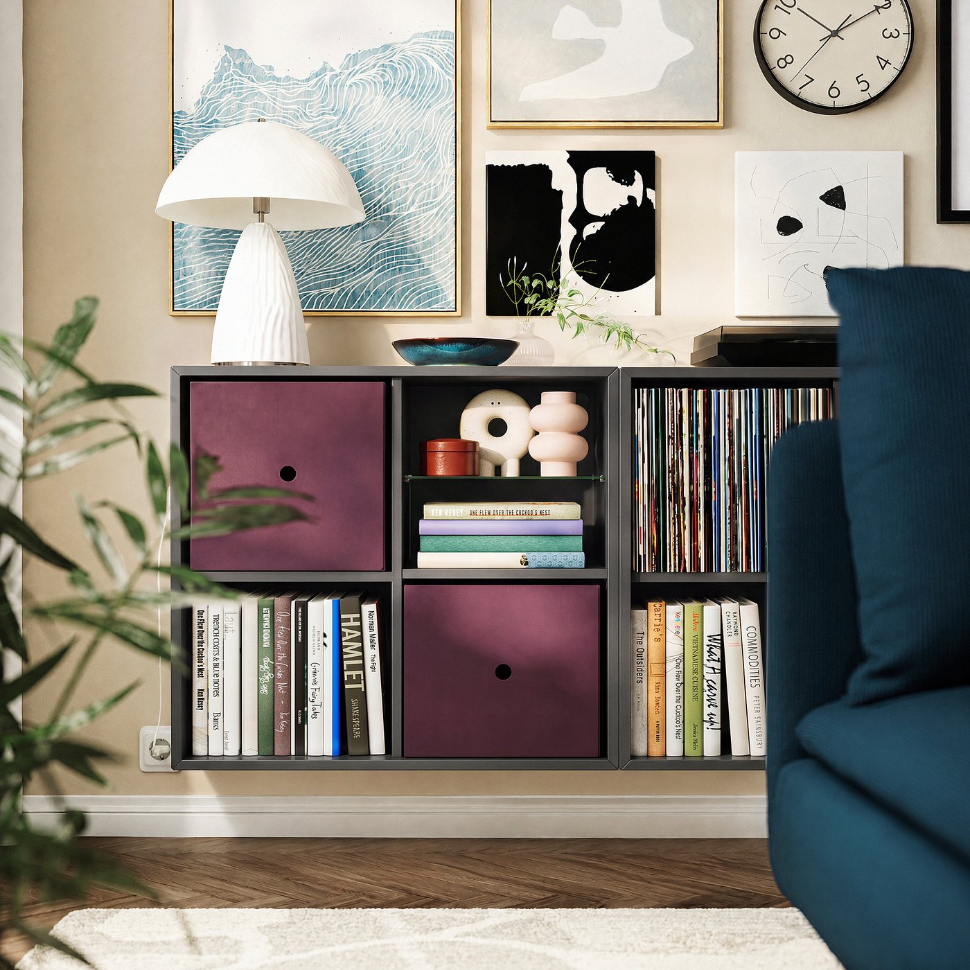 EKET Stenski regal s 4 razdelki, temno siva, 70x35x70 cm