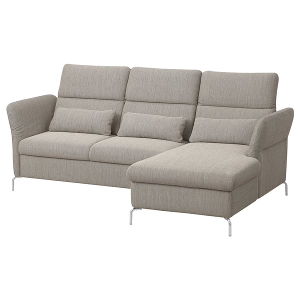 Sodoben sivi FAMMARP sekcijski kavč, elegantne kovinske noge, nastavljive blazine.