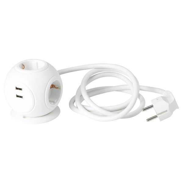 Belo napajalno zvezdišče HAGSTA z več vtičnicami in vrati USB.