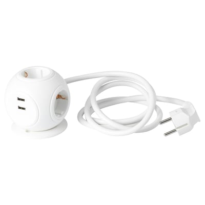 Belo napajalno zvezdišče HAGSTA z več vtičnicami in vrati USB.