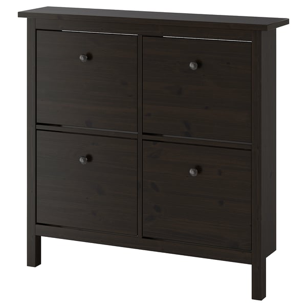 HEMNES črna omarica za čevlje, temno rjava, lesena, pravokotna, klasičen dizajn, štirje predelki.