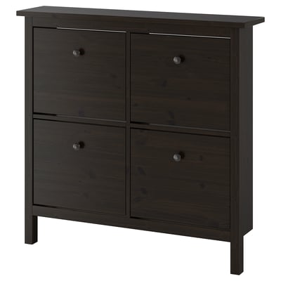 HEMNES črna omarica za čevlje, temno rjava, lesena, pravokotna, klasičen dizajn, štirje predelki.