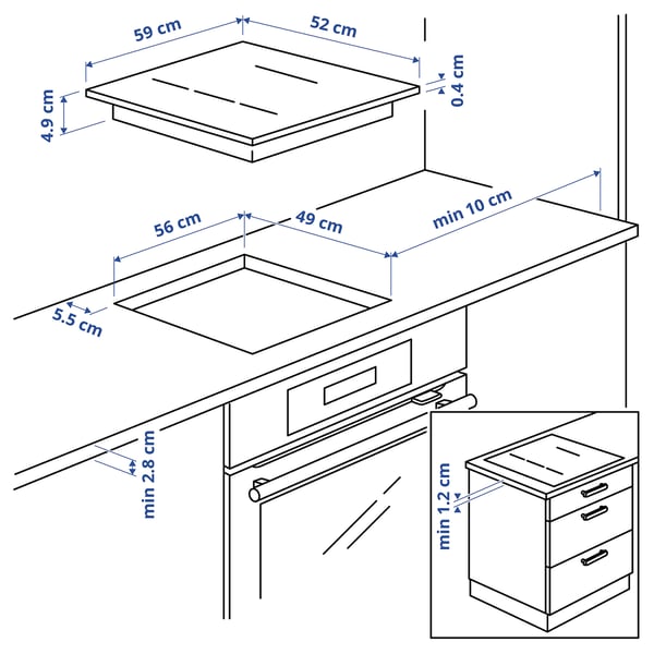 HÖGKLASSIG Indukcijska kuh. plošča, IKEA 700 črna, 59 cm