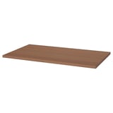 Namizna plošča IDÅSEN je velika, rjava, pravokotna lesena površina z naravnim furnirjem s satovjem.