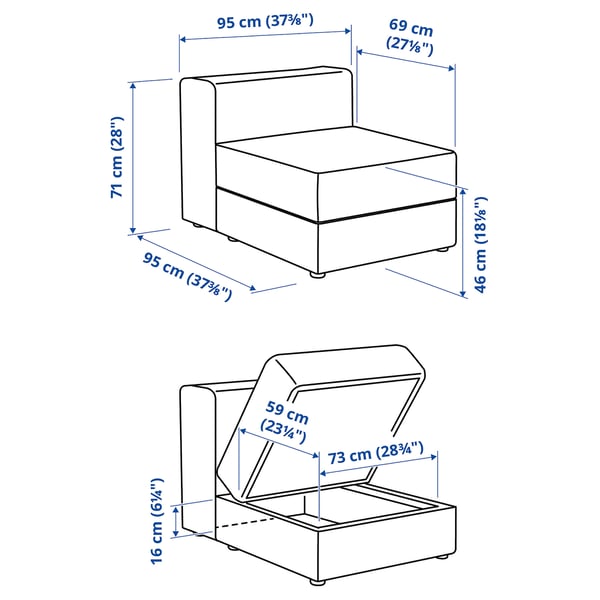 JÄTTEBO 1,5-sedi modul+shr, Samsala temno modra