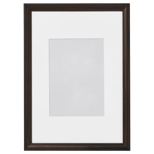 KLOTKÖRSBÄR temno rjav okvir za fotografije z belo mat, lesenim videzom, navpično ali vodoravno.