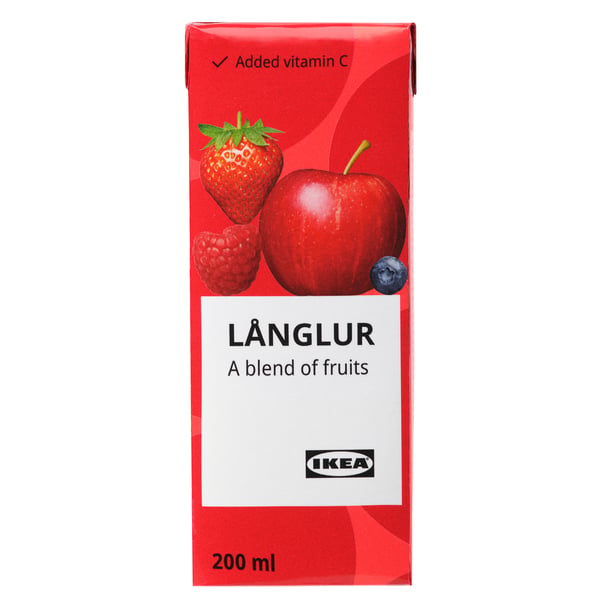 Ikea lang lur škatla za sadni smoothie, 200 ml, z jabolkom, jagodami, dodanim vitaminom c.