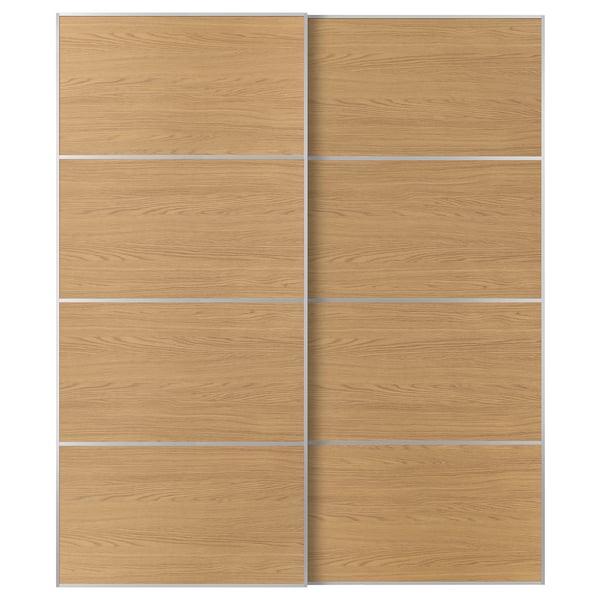 MEHAMN Par drsnih vrat, aluminij/dvostransko imitacija hrasta, 200x236 cm