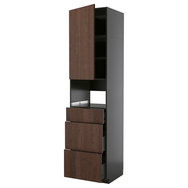 METOD / KNIVSHULT Visoka omara za vgrad gspd aparate, črno siva/Sinarp rjava, 60x60x240 cm