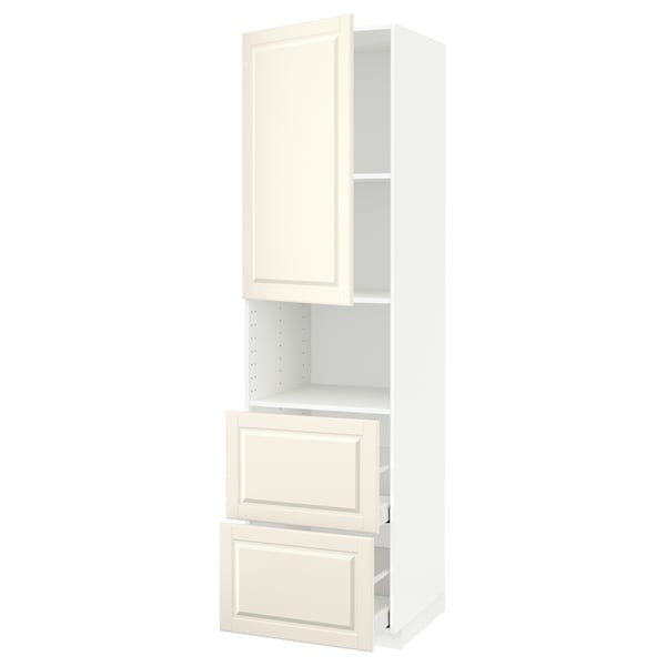 Kuhinjska omara Ikea METOD, bela, lesena, visoka z odprtimi predali.