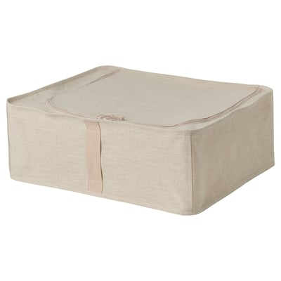 PURRPINGLA Kovček za shranjevanje, tekstil/bež, 43x53x19 cm