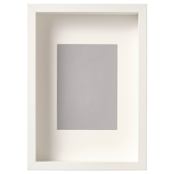 SANNAHED beli okvir za fotografije, pravokoten; preprosta zasnova, sprednja plastična zaščita.