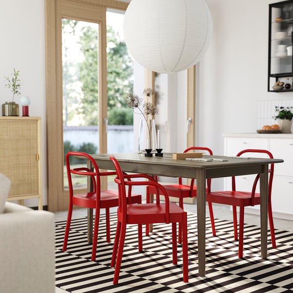 SKANSNÄS / STOCKHOLM 2025 Miza in 4 stoli, rjava bukev/rdeča, 150/205 cm