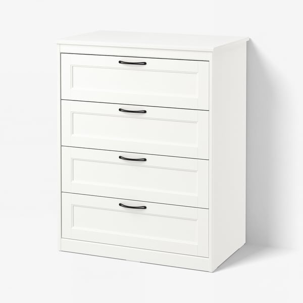 SONGESAND Predalnik s 4 predali, bela, 82x104 cm