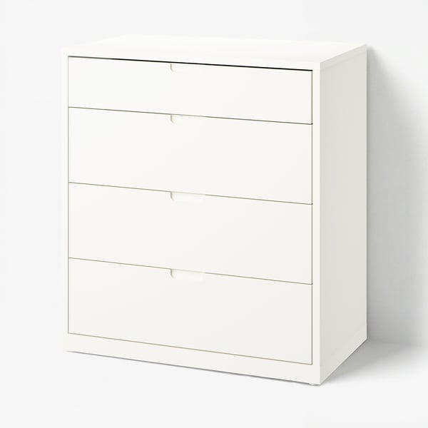 TONSTAD omara v krem beli barvi, 4 predali, eleganten, minimalističen dizajn.