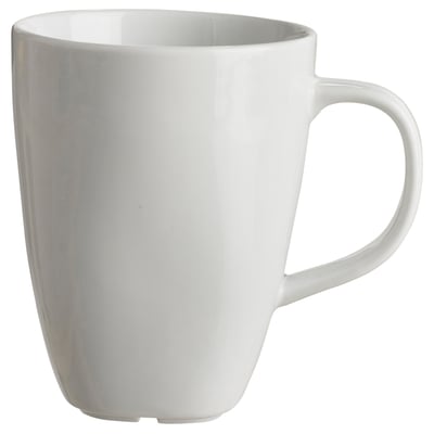Skodelica VÄRDERA, bela, trpežna porcelan, kvadratne oblike, gladki robovi.