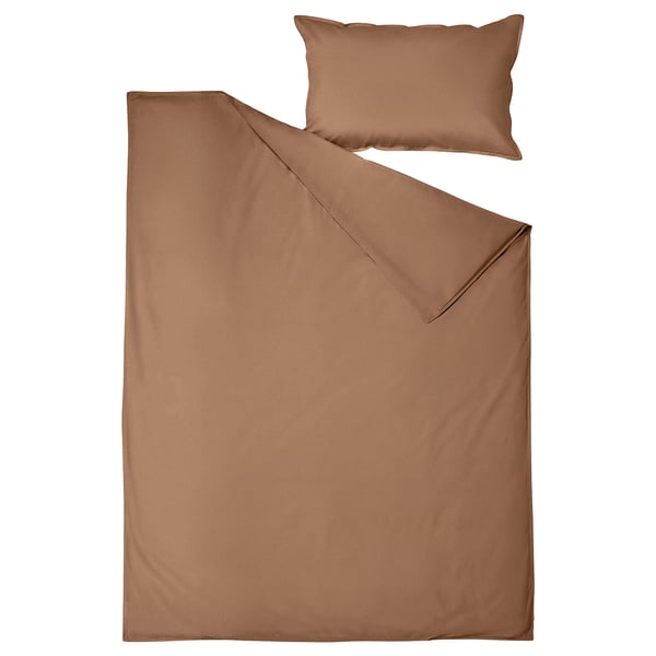 ÄNGSLILJA duvet set, brown, cotton, rectangular, simple design.