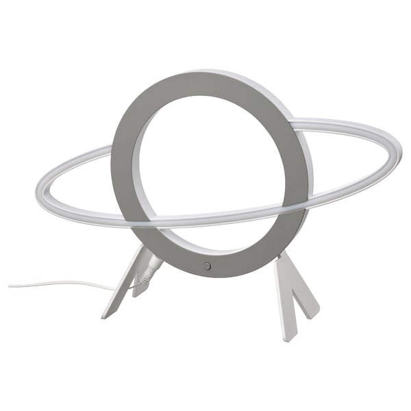 AFTONSPARV lamp, white, circular design, 3-legged base, modern led light.