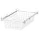 A white wire ALTARLIDEN basket, designed for hanging and sliding, with a mesh grid pattern and metal frame for air circulation.