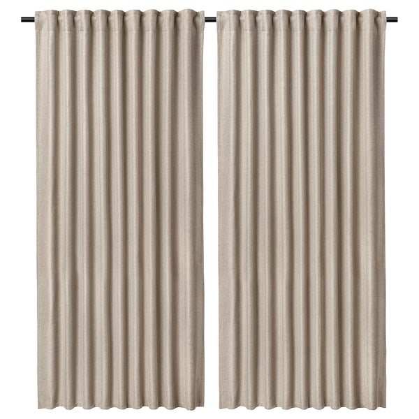 ANNAKAJSA Room darkening curtains, 1 pair, beige/with heading tape, 145x160 cm