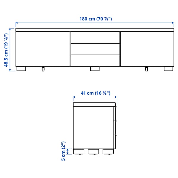Illustration with measurements for the product: BESTÅ BURS.