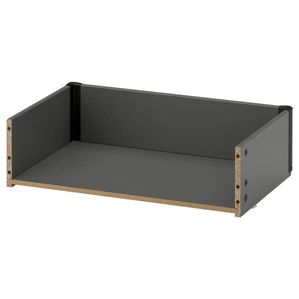 Black BESTÅ drawer, rectangular, grey, flat, wooden sides, paper foil bottom.
