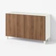 BESTÅ Storage combination with doors, white brown/Lappviken/Stubbarp brown walnut effect, 120x42x74 cm