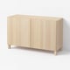 BESTÅ Storage combination with doors, white stained oak effect/Lappviken/Stubbarp white stained oak effect, 120x42x74 cm