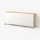 BESTÅ Storage combination with drawers, white stained oak effect/Lappviken white, 180x42x74 cm