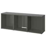 A rectangular, dark grey BESTÅ tv stand, crafted with fibreboard and paper foil, featuring a minimalist and modern design.