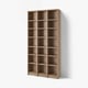 Tall BILLY bookshelf, light brown, wooden, rectangular, minimalist design.