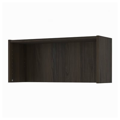 A BILLY wall extension unit in dark brown. It is rectangular, with a simple and modern design, made from particleboard and paper foil.