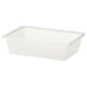 BOAXEL white mesh storage basket. Rectangular, open-top design. Made of plastic and metal for durability and airflow.