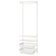BOAXEL white wall rack with shelves and mesh baskets.
