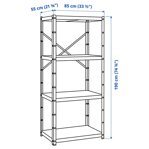 BROR Shelving unit, black, 234x55x190 cm