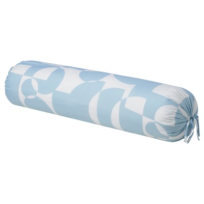 BRUKSVARA roll pillow, light blue with white pattern, soft recycled polyester.