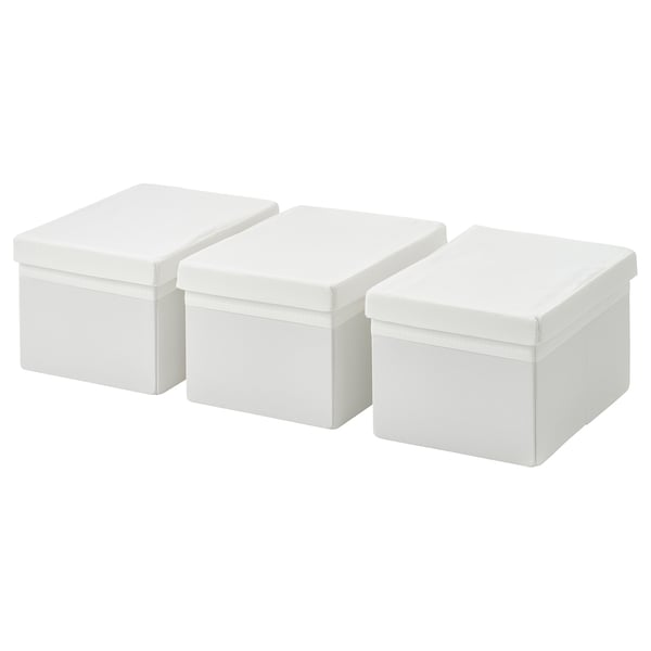 DRÖNA Box with lid, white, 19x26x15 cm