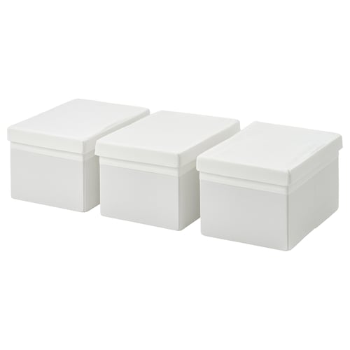 DRÖNA Box with lid, white, 19x26x15 cm