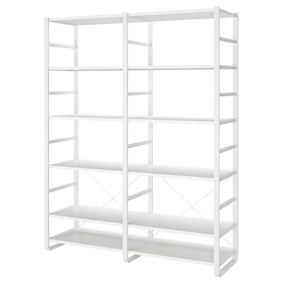 ELVARLI white shelf unit, modular & adjustable, metal frame & shelves.