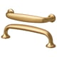 Golden, brushed aluminium cabinet handles, round ends, classic design.